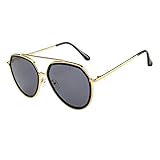 Qiusa Polarisierte Brille Sonnenbrillen für Männer Frauen Schutzbrille UV-Schutz Retro Eyewear Clear Toddler Jungen Mädchen Damen Vintage Mirrored Oval, Unregelmäßiger Rahmen mit Farbverlauf Vintage B