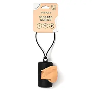 Wild One Poop Bag Holder and Dispenser for Dogs with Leash Attachment, Leak Proof, Easy Twist Top for Refills, Includes 1 Roll, Black