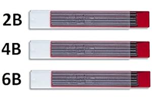 4190 Koh-i-noor Mines en Graphite 2B, 4B, 6B 2,0 mm pour le dessin technique et de retouche (3x 12 pièces)