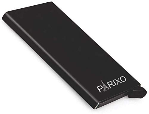 PARIXO RFID Blocking Metal 6 Slots Stainless Steel Aluminum Credit Card Holder Wallet case for Men and Women (Black)