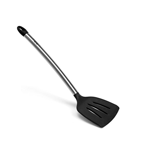 GA Homefavor Pfannenwender Wender aus Edelstahl und Silikon Küchenutensilien, Schwarz