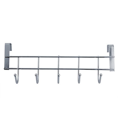 Bad Handtuch Halter Türhängeleiste, 5 Haken, Metall verchromt - 2