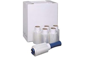 iDEALS UK PACKAGING LTD 6 Clear Strong MINI Handy Pallet Stretch Shrink WRAP Film 100mmx150m + Dispenser