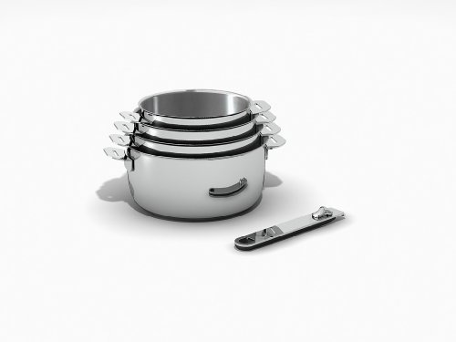 Kitchen Fun by beka 12566964 Move On Série de 4 Casseroles + 1 manche amovible en acier inoxydable 14/20 cm