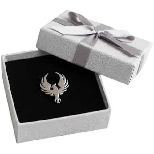 FEATHER Unisex Silver-Tone Phoenix Bird Brooch Pin | Stylish Metal Lapel Pin for Men & Women | Coat, Kurta, Saree, Blazer & Scarf Accessory