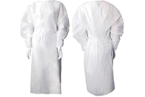 GÉNÉRIQUE PLUS SANTE - 60x Surblouses Jetables Blanches, Manches Longues, Protection Chirurgicale Résistantes et Imperméables, Polypropylène Épais Non Tissé, Unisexe, Taille Unique