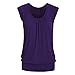 Produktbild Sommer Tank Tops für Damen/Dorical Mädchen Kurzarm Plissiertes Baumwollmischung Rundkragen West Casual Damentop/Frauen Einfarbig Elegant Vest Top Bluse Tops Oberteil Hemd 7 Farben(Lila,X-Large)