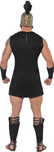 Imagen 2 de Smiffy'S 26107L Disfraz De Aquiles, Túnica Cinturón, Guanteletes Y Espinilleras, Negro, L - Tamaño 42