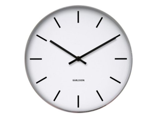 Karlsson KA4379 Wanduhr Station Classic Stahl Poliert, Metall, weiß, 6 x 37.5 x 37.5 cm