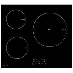 OCEANIC OCEATI3Z1BC - Table de cuisson induction - 3 zones - 6200 W - L 60 x P 52 cm - Revetement verre - Noir