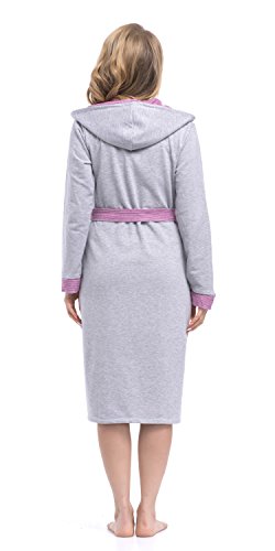 dn-nightwear Damen Bade- und Morgenmantel mit Kapuze - 3