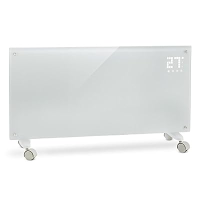 Klarstein Bornholm - Radiateur électrique convecteur chauffage d'appoint forme panneau design (2000 W, Menu LED, 2 niveaux thermostat réglable, roulettes) - blanc