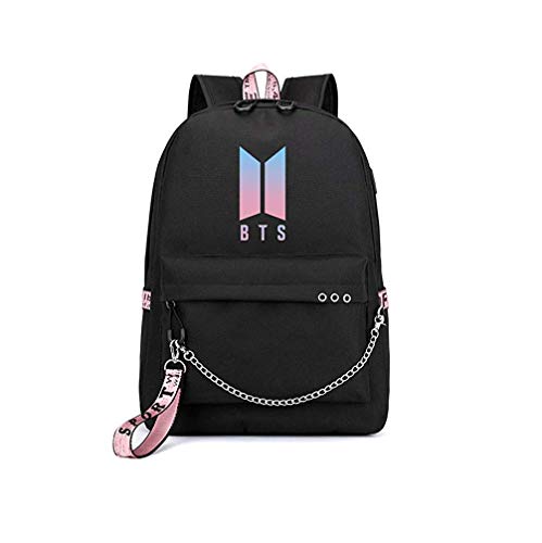 HAMISS BTS Bangtan Boys Backpack KPOP Gift Merchandise Daypack Laptop Bag College School Bookbag Light Jungkook Jimin Suga v bighit Stick with USB Charging Port