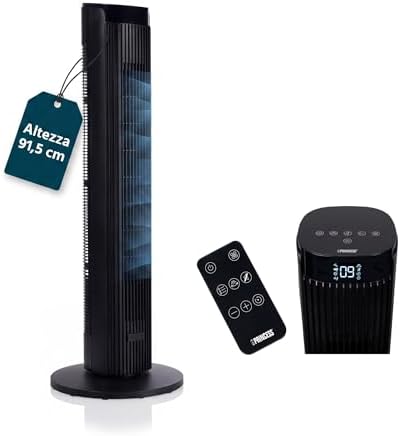 Princess Ventilatore a torre Design elegante - 40 W - Potente, Silenzioso, Basso consumo - Altezza: 91,5 cm - Oscillante - 4 modalità - 12 velocità - 352370
