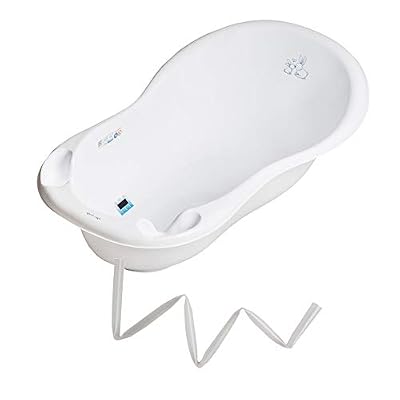 MonMobilierDesign Baignoire bébé thermomètre Blanc Lapin 102 cm + Tuyau