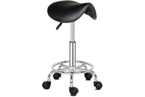 TactFire Tabouret de Massage, Tabouret de Selle de Cheval pivotant à 360°, Réglable en Hauteur, pour Les Salons, Instituts de beauté, Cliniques, Bureaux (Noir)