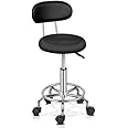 Bonnlo Adjustable Rolling Swivel Stool, Hydraulic Heavy Duty Drafting Chair Stool with Backrest, for Salon Office Therapist Beauty Spa Hairdressing Tattoo, 360-Degree Rolling Wheel, Black