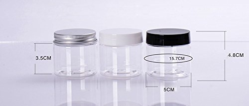 HugeStore 5 Stück Leer Klar Stapeldöschen Leerdöschen Leertiegel Nailart Döschen Dosen Tiegel mit Schraubverschluss Schwarz - 3