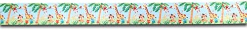 Crystal Charmz 1 Yard (0.91 metre) Jungle Scene with Monkey Lion Giraffe Grosgrain Ribbon 22mm Wide, Ideal for Craft Projects, Cakes Scrapbooking, DIY Hair Bows, Present Wrapping etc.