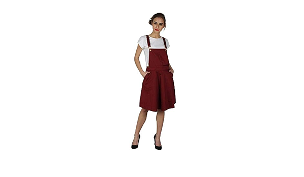 maroon dungaree dress