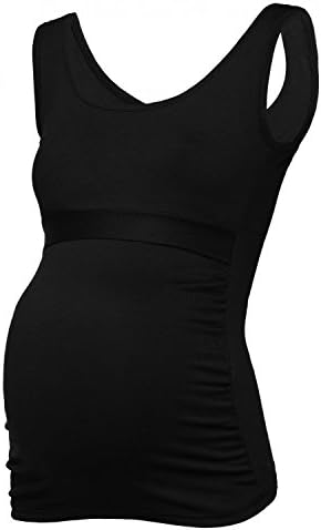 Happy Mama. Women's Nursing Double Layered Tank Top Round Neck Sleeveless. 961p (Black, UK 10, L)