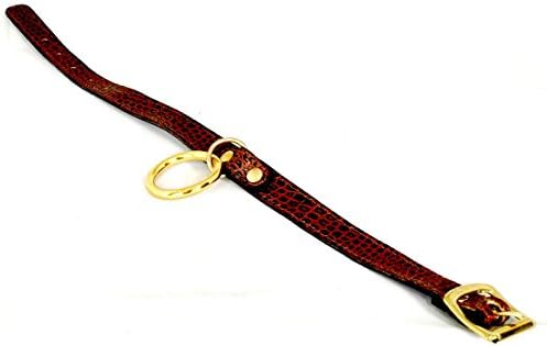 Slap Leather Brown Crocodile Print Collar with Small Ring