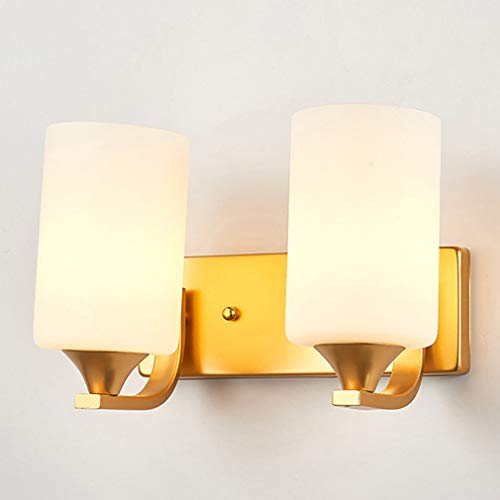 Preisvergleich Produktbild WJPL Moderne Wandlampe, Wandleuchte mit Lampenschirm aus Glas, Creative Doppelter Lampenkopf Wandbeleuchtung Moderne Beleuchtung für Wohnzimmer Schlafzimmer Innenwandleuchte 85-265V / E27*2