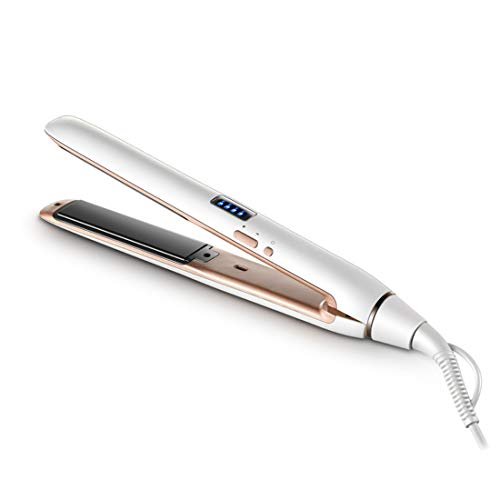 Plancha plana profesional de cerámica para el pelo, doble voltaje, titanio cerámico profesional, para viajes internacionales, temperatura regulable, máx. 410 F, apagado automático, color blanco