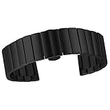 Uhrenarmband aus poliertem Edelstahl mit Metallarmband und Butterfly-Schnallenverschluss für Herren Damen schwarz 24mm