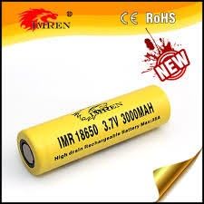 1 x IMREN IMR18650 3000mAh 40a 3.7V Li-ion rechargeable flat top battery