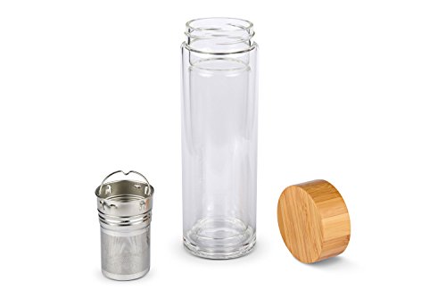Glas- Trinkflasche – Die ideale Tea to go Thermoflasche im edlen Design, 300ml - 3