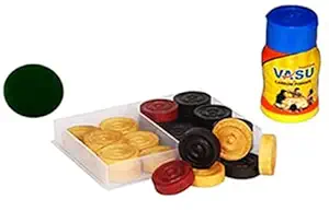 ARSDEWY Natraj Wooden Carrom Coins (24 Carrom Coins with 1 Striker & 1 Powder)