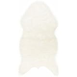 Alfombra de oveja de piel sintética Felpudo alfombra para salón o dormitorio blanco 60 x 90 cm