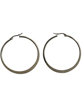 Creolen aus Edelstahl Ice Frosted, silber, 44 x 47 x 2 mm, Edelstahlcreolen