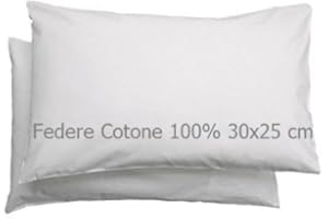 PAMBABY Federe cuscino neonato 30x25cm set 2pezzi in cotone 100% made in italy - cotone traspirante antiacaro