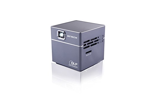RtTech S6 Portable Mini DLP Projektor mit 30.000 Stunden LED Licht und 120 Zoll Display, Wireless, wiederaufladbar, beinhaltet HDMI Kabel, Stativ und EU Ladegerät