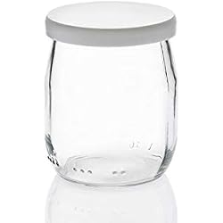 Rekean - Pot de Yaourt en Verre avec couvercles - Lot de 12 - capacité 143 ML
