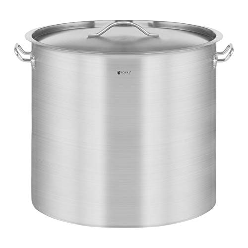 Royal Catering Casserole Induction Fond Rapporté Sandwich Triple RCT-50E (50 L, Avec Couvercle, Inox Aluminium, Poignées Cool Touch)