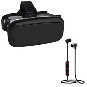 Exxelo Virtual Reality Headset Glasses Anti-Radiation Adjustable Screen, Sport Wireless Bluetooth Magnet Headset (1 Year Warranty)