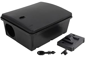 MONTIDISTRIBUZIONE 4 Contenitori per Esche Topicide Velenose Stazioni di Sicurezza a Norma HACCP. Distributori Erogatori per Ratti e Topi Grandi. Colore nero. Omaggio Guanti da Lavoro NBR