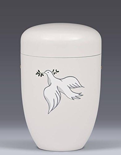 White Steel with Dove Decor Funeral Cremation Ashes Urn for Adult (723)