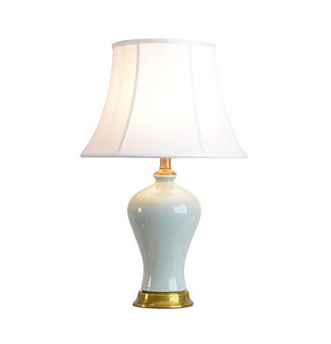 Preisvergleich Produktbild LHL-Schreibtischlampe Keramik Tischlampe Beleuchtung Nachttischlampe E27 Dekoration Eye-caring Lesen Schreibtisch LampTraditional Antique Messing und Stoff Lampenschirme