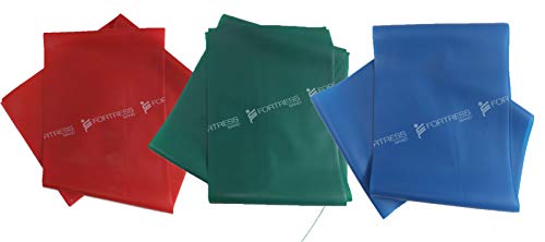 Fortress - Fasce di Resistenza Tipo Thera, Confezione da 3 Pezzi, 1,5 m, Colore: Rosso/Verde/Blu
