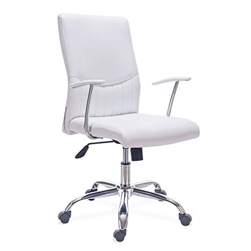 Adec - Sweet, chaise de bureau, chaise de bureau simili cuir couleur Blanche, mesures: 62 cm (largeur) x 100-110 cm (hauteur) x 62 cm (profondeur)