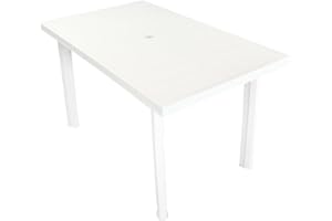 ‎VIDAXL vidaXL Gartentisch mit Schirmloch Witterungsbeständig Esstisch Campingtisch Tisch Terrassentisch Gartenmöbel Weiß 126x76x72cm Kunststoff