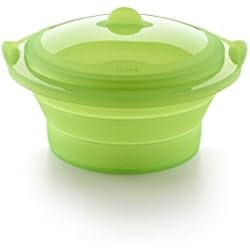 Lékué Cuit Vapeur Pliable Vert Silicone Platine