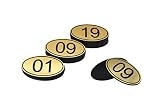 Números de 1-50. Números de mesa ovalados de ABS grabados de 30 mm x 50 mm (1-50) Pubs Restaurants Clubs, color dorado 1 to 50