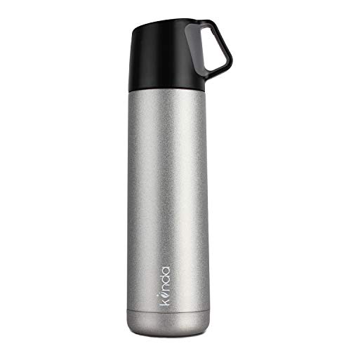 kiinda Thermos fiole pichet à Vide en Acier Inoxydable de 500ml avec Une Tasse pour la Route | Parfait pour Le café et Le thé, Les Boissons, bébé, Les Enfants | BPA Free