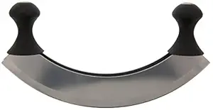 Iktu Stainless Steel Double Blade Mezzaluna Rocker Vegetable Chopper and Mincing Knife, 11 Inch (Black)