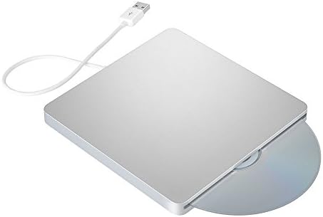 Emmaky Lastest USB External Slot DVD CD Drive Burner Writer CD RW DVD R Superdrive for Apple Macbook, Macbook Pro, Macbook Air, All Laptop PC with USB Port, Compatible System support Windows 10 (Silvery)